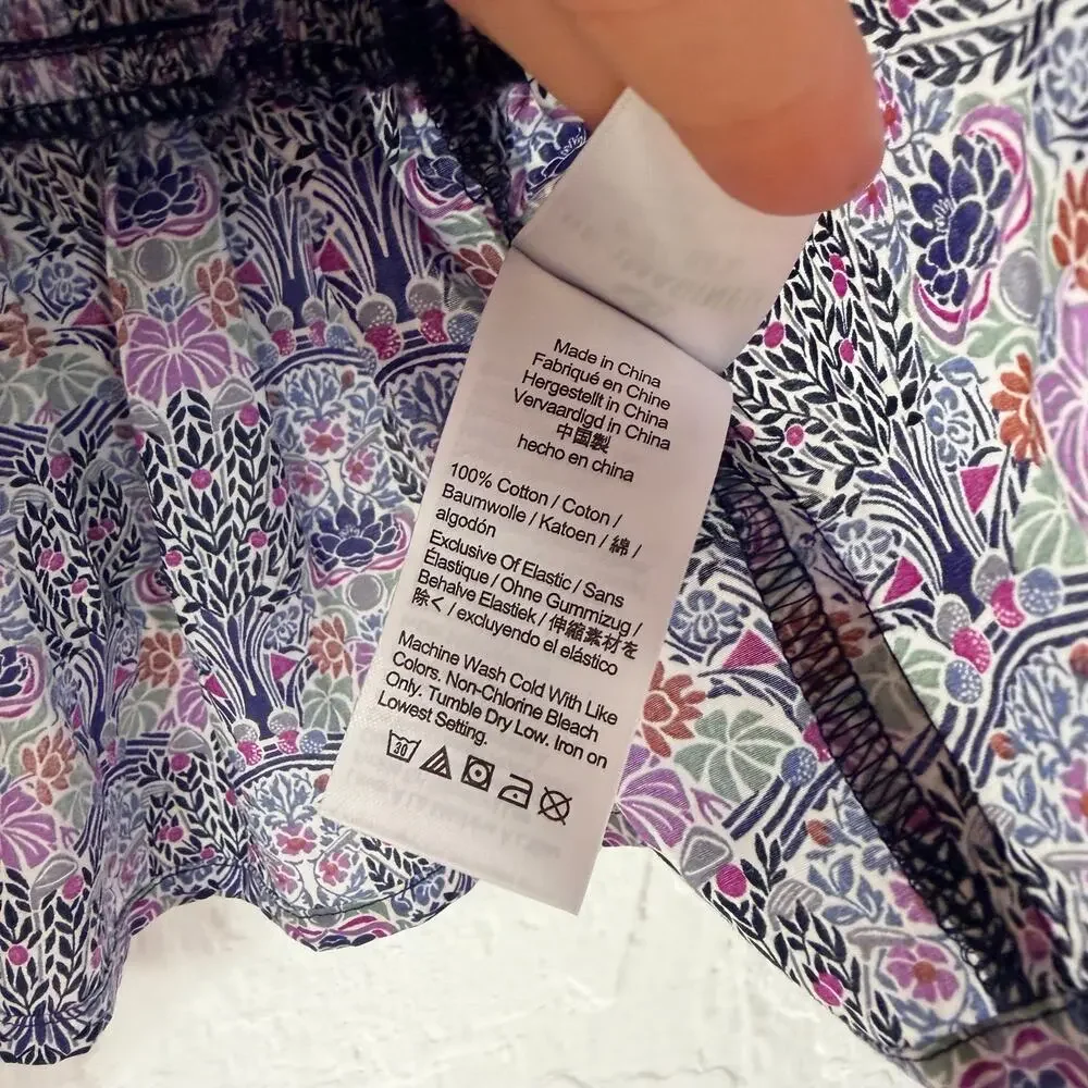 JCrew Puff Sleeve Peplum Top Floral Liberty Fabrics XS OrganicCotton SquareNeck